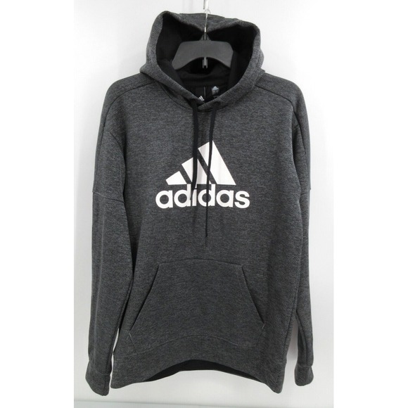 ADIDAS Waffle Mesh Climawarm Hooded Sweatshirt Men's Size Small‎ Charcoal Grey - Picture 1 of 5